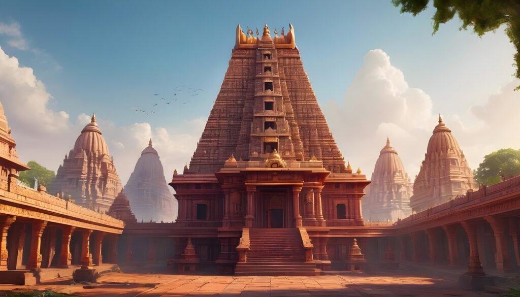 South Indian temple under morning sky – peaceful spiritual vibes