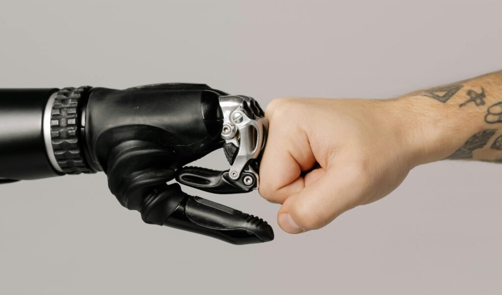 Human vs AI concept in modern workplace