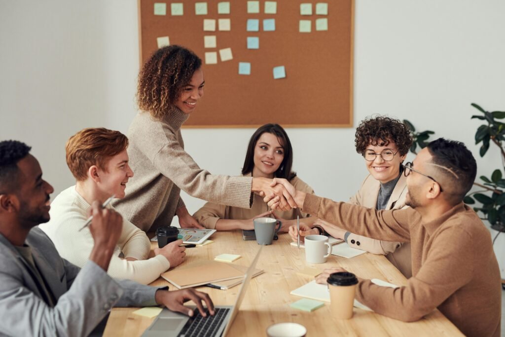 Team members engaging in effective conversation