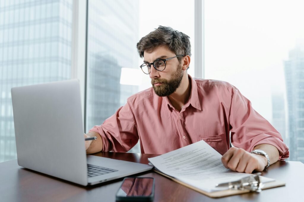 Person adjusting to new technology