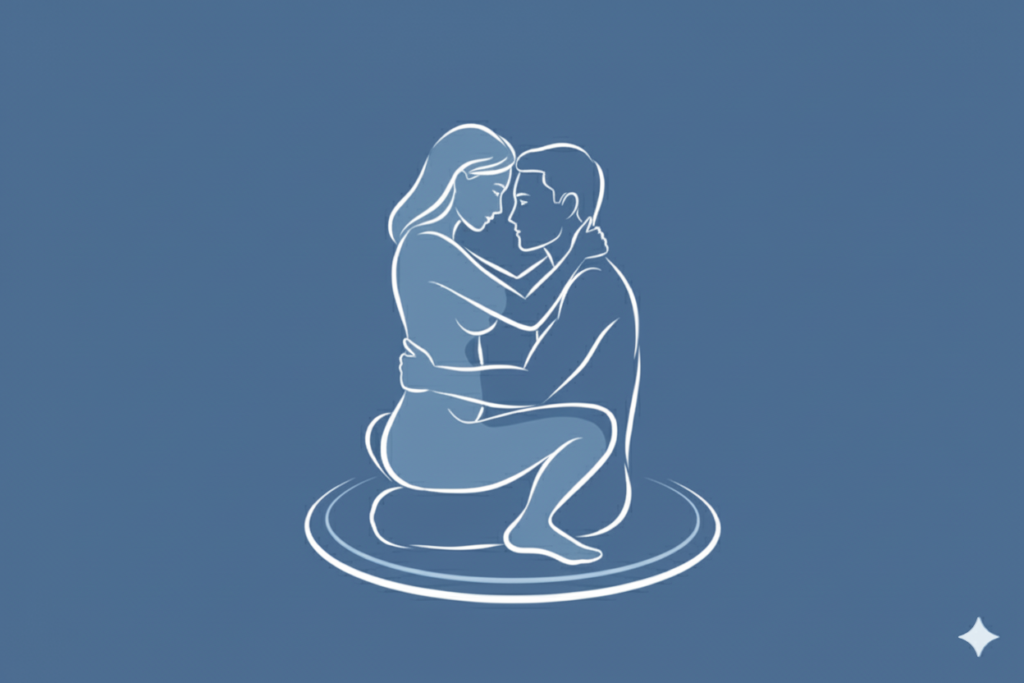 Lotus position illustration for deep emotional intimacy in marriage