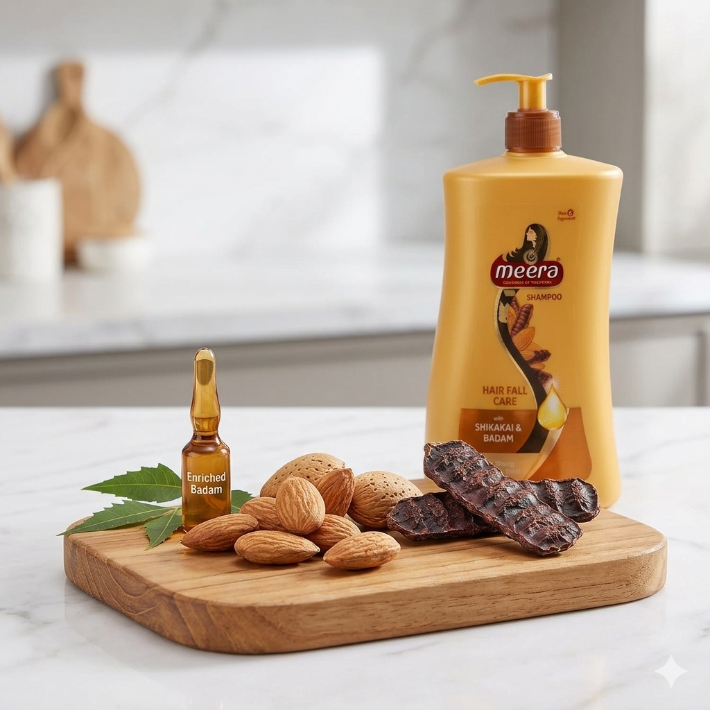 Meera Hairfall Care Shampoo with shikakai and badam for hair fall control