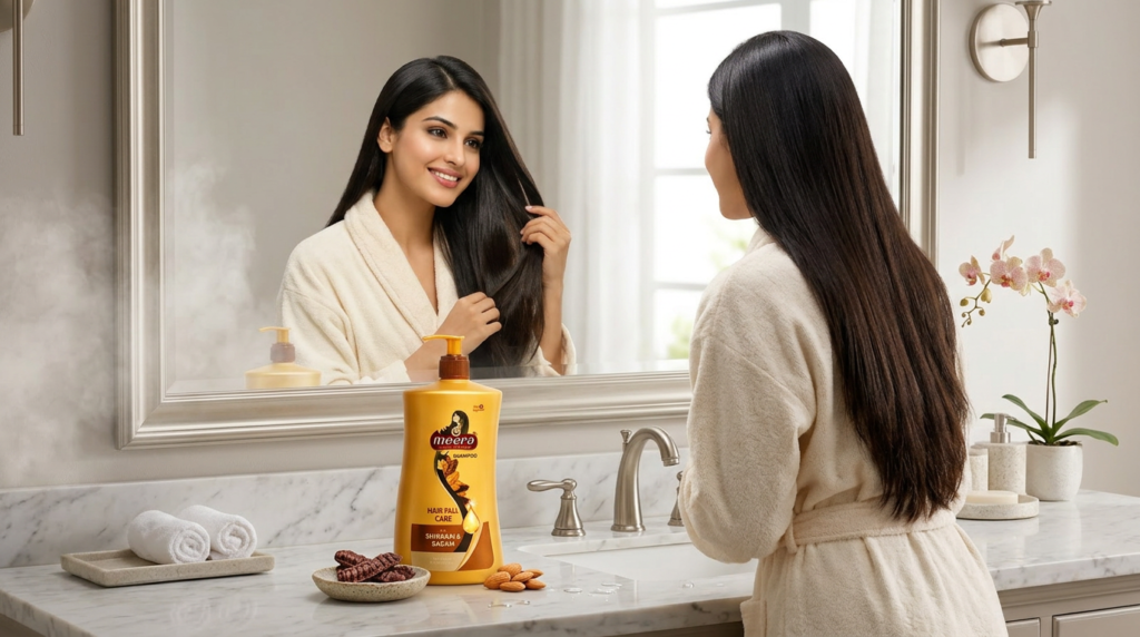 Step by step guide on how to apply Meera Hairfall Care Shampoo for best results